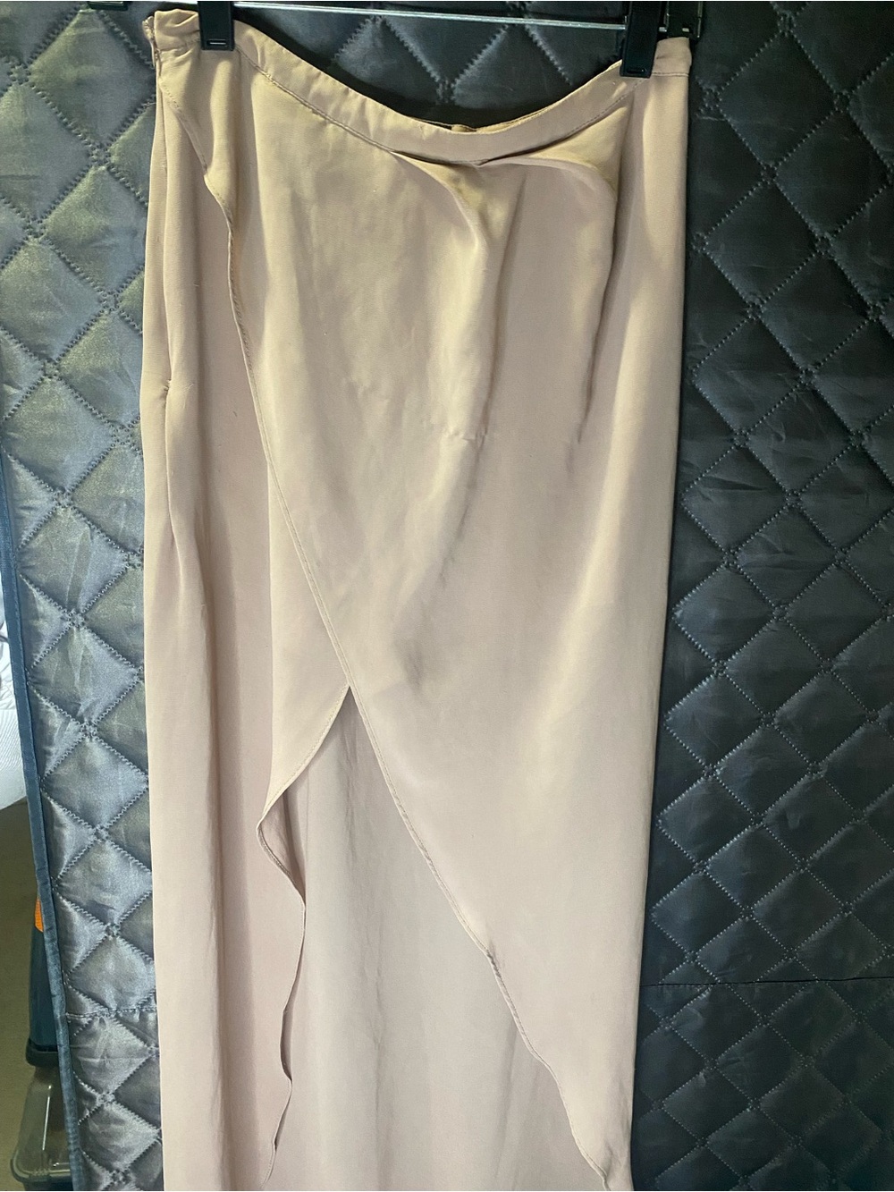 Seductions Asymmetric Wrap Maxi Skirt in Sand Beige - Size small